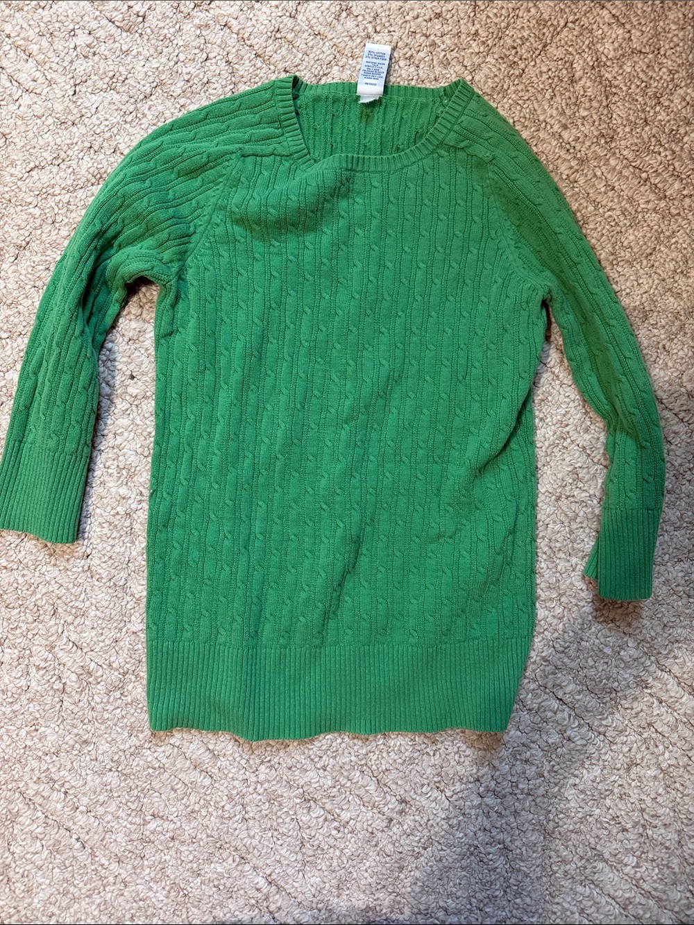 GAP Bright Green Cable Knit Crewneck Sweater